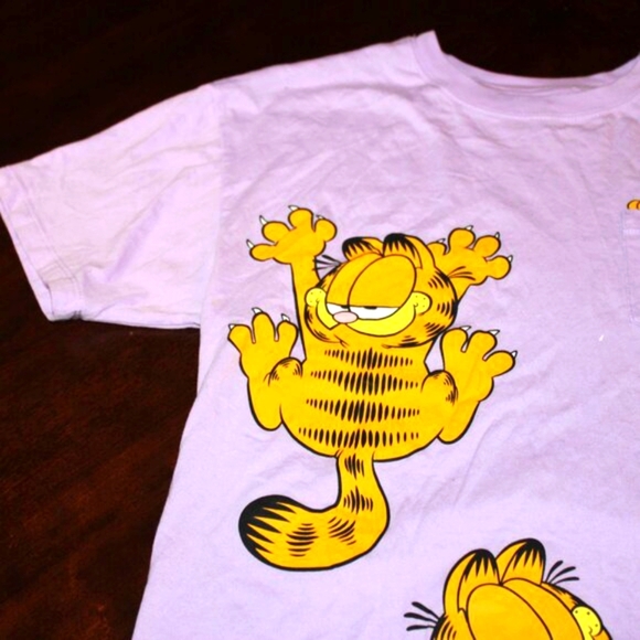 Garfield Nickelodeon Cartoon Tee - Size XS Lavender - Picture 2 of 7
